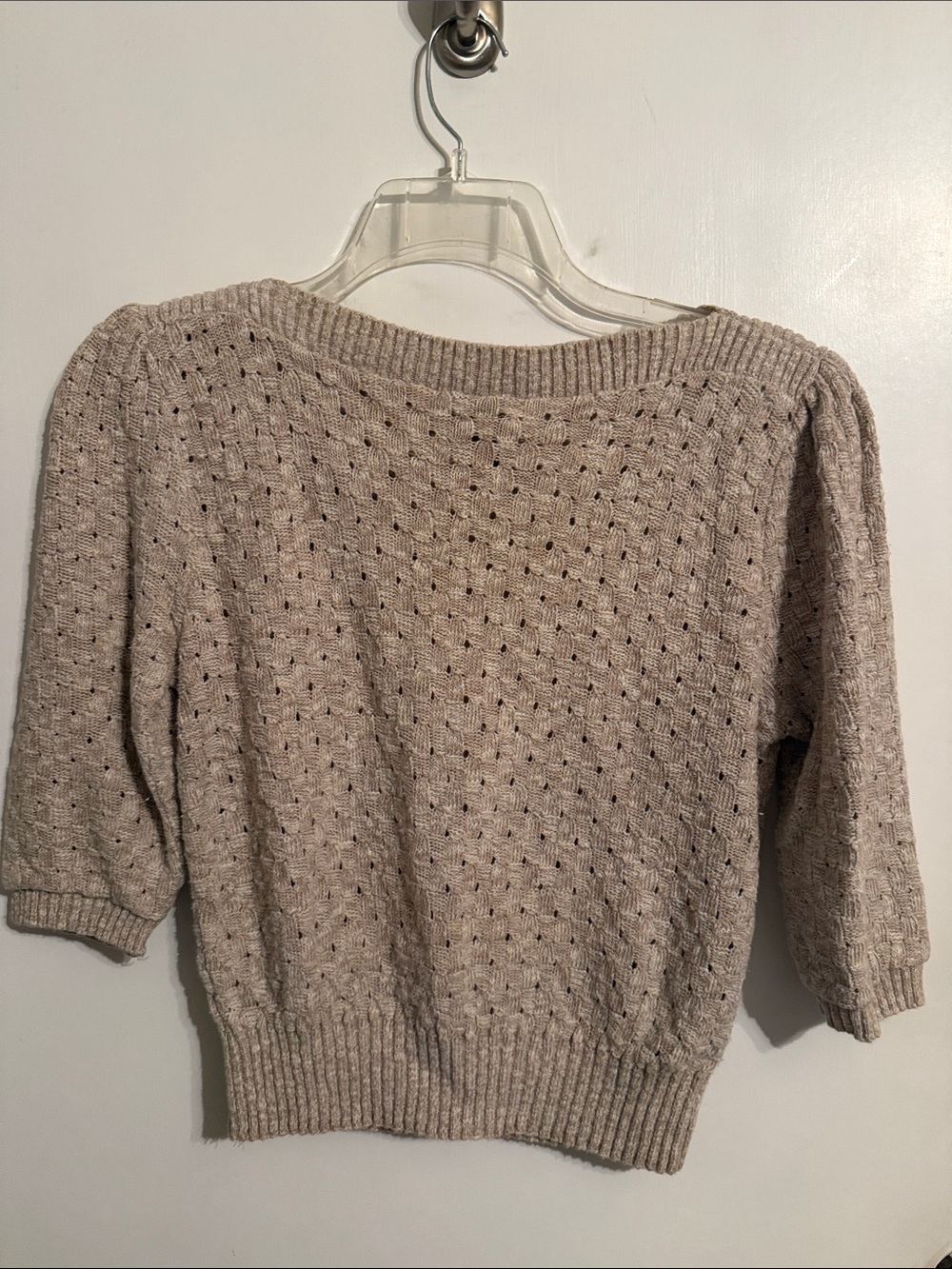 Cozy Open-Knit Scoop Neck Sweater in Neutral Beige